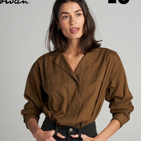 Rowan Tops - Rowan Fay Utility Camp Shirt Green/Brown Large